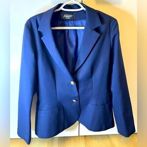 Vintage Salem USA Navy Blue Blazer Polyester 2 button Size 14